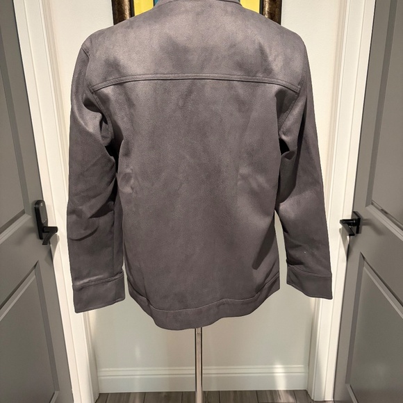Mens Trucker Jacket in Super Soft Suede Grey Size Large NWT - Picture 3 of 4